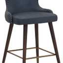 Roundhill Furniture Nevis Mid-Century Modern Faux Leather Tufted Nailhead Trim Counter Stool, Blue