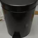 Stainless Steel Small Trash Can with Lid & Step Pedal - 5 Liters/1.3 Gallon Soft Close Waste Basket with Removeable Inner Bucket - Garbage Can for Bathroom, Bedroom, Kitchen & Office (Bronze) (Round)