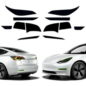 Precut Light Cover Tint Film Fit for Tesla Model 3 Headlight Eyelid Taillight Tail Light Reflector with Gloss Dark Smoke Wrap Overlay Accessories