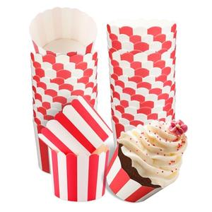 TRUSBER Cupcake Liners, 50PCS Nonstick Red and White Baking Cups Pastry Popcorn Muffin Wrapper Paper Cases Baking Cups,Great for Party Decoration, No Baking Tray Needed