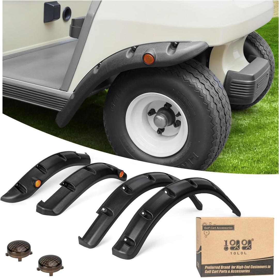 10L0L Golf Cart Front Rear Fender Flares for Club Car DS 1993-up Gas & Electric, with Stainless Steel Screws, Set of 4(Not Fit Modified Models)