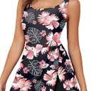Aleumdr One Piece Swimdress Swimsuit for Women Tummy Control Split Swim Dress Skirt Bathing Suit with Pockets (Black, L)