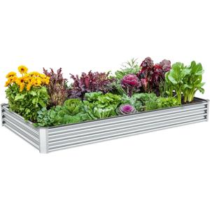 2PCS 8x4x1ft Raised Garden Bed-Outdoor Galvanized Planter Box for Vegetables, Fruits,Herbs, Flowers, Metal Raised Garden Bed kit-Grey (8x4x1FT 2P, Gray)