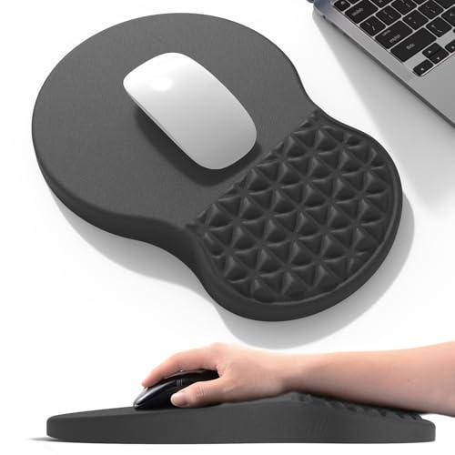 PYEDCA Ergonomic Mouse Pad Wrist Support with Massage Design, Pain Relief Mousepad with Wrist Rest, Memory Foam & Non-Slip PU Base, Computer Mouse Pads for Desk, Office & Home - Black