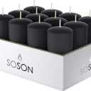 Simply Soson Votive Candles Bulk, 24 Black Votive Candles, 10 Hours Burn time, Small, Bulk, Unscented Candles, Candle Votives for Wedding, Birthday, Holiday & Home Decoration (24 pack - Without Glass)