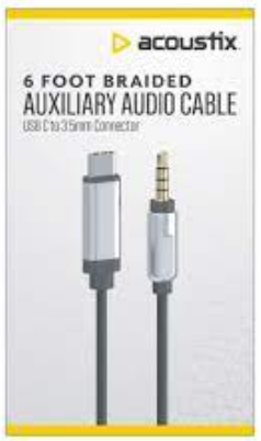 acoustix 6ft Braided Auxiliary Audio Cable