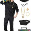 Deaboat 80s Tracksuit for Men Halloween Costumes Retro Windbreaker Outfit 90s Mens Track Suits Sportswear 9Pcs 2XL