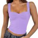 ForeFair Women Sleeveless Sexy Backless Going Out Crop Top Y2K Strappy Ruched Tank Top Summer Tight Slim Fit Cute Tops (Small, Light Purple)