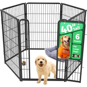 FXW Homeplus Unleashed Indoor Dog Playpen - Stress-Free and Safe Play, Heavy Duty 40 Inch 6 Panels Dog Pen for Medium and Large Dogs, BlackPatented
