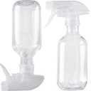 2 Pack 360 Spray Bottles, 10 oz Plastic Small Containers with Adjustable Spray Nozzles, Spray Bottles for Hair, Cleaning Solutions, BBQ and Plants Clear