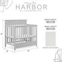 Dream On Me Harbor 4in1 Convertible Mini Baby Crib in Pebble Grey, GreenGuard Gold & BSA, Non-Toxic, Pinewood, Converts to Mini Day & Twin Bed (Rails to Buy) 1 Mattress Pad, Perfect Small Nursery, 32"L x 25"W x 33"H