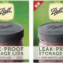 Ball Leak-Proof Plastic Lids for Glass Mason Jars, Used for Canning, Pickling, Juice, Jam, Jelly (Wide, 6 Count (Pack of 2))