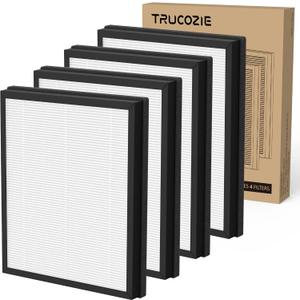 4 Pack Trucozie T356 Replacement Filter for T356 Air Purifier, 3-IN-1 H13 True HEPA and High-Efficiency Activated Carbon Filter for Dust Pet Hair & Odors Smoke, Original Version