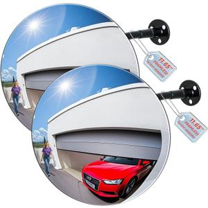 11.65 Inch Frameless 1.8mm Thick Acrylic Convex Mirror - Adjustable Wide Angle View Indoor Security Mirror for Garage Parking Warehouse Office and Corner Security Traffic, 2 Pack