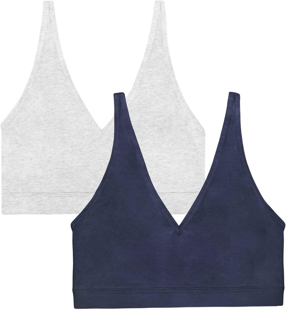 Smart & Sexy Women's Cloud Cotton Comfort Collection Bralette (Medium, Navy Higlight/Grey Heather)