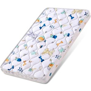 Baby Bassinet Mattress 33x 19 inches- Firm Support and Comfort Premium Foam,Noiseless and Odorless,Hypoallergenic Small Crib Mattress, Fits Moses Basket, Dual Sided with Soft Breathable Fabric (Cartoon)
