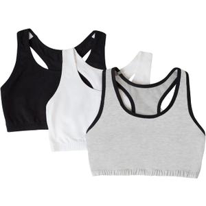 Fruit of the Loom Women's Cotton Tank Bra for Women - Ultimate Comfort & Breathable Fit (34, Grey With Black/White/Black)