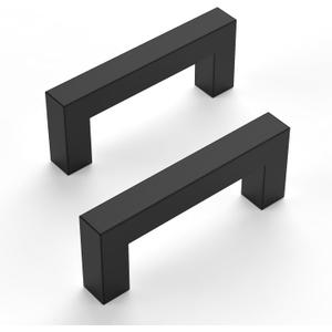 10 Pack Matte Black Cabinet Pulls - 3 Inch Black Kitchen Handles - Stainless Steel Drawer Pulls (3"/76MM Hole Center)
