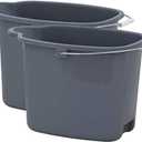 Superio Plastic Bucket with Grip Handle, 16 Liter Large Spout Cleaning Pail Grey, Heavy Duty Bucket Home Floor Mopping, Bath, Car Wash, Bowls for Camping, Fishing, 2 Pack (Gray)