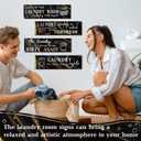 Yulejo 4 Pcs Laundry Room Wall Decor Funny Wooden Sign with Humorous Quotes Rustic Farmhouse Decoration for Laundry Room Bathroom Restroom Washroom Toilet Home