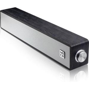 MICA Computer Speakers, Vintage Wired Computer Sound Bar, Retro Wooden Mini Soundbar, 3.5mm Aux Connection, USB Powered PC Speakers for Desktop Monitor, Laptop, Tablets (Black)
