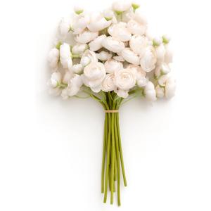 Ling's Moment Ranunculus Artificial Flower, Faux Silk Mini Ranunculus Flowers for DIY Bouquet, Bulk Fake Wedding Filler Flowers for Centerpieces Arrangements Bridal Shower Decorations, Cream