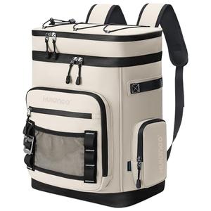 Hulongo 30L Large Cooler Backpack, Leakproof Insulated Backpack Cooler for Women, Waterproof, Double Deck, Beige