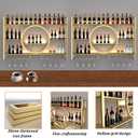 Metal Wine Rack Wall Mounted with LED Light, 3-Tier Bar Liquor Shelf with Wine Glass Holder, Modern Large Capacity Liquor Bottle Display Storage Shelf for Home Bar, Dining Room(Gold, 100*80*15)