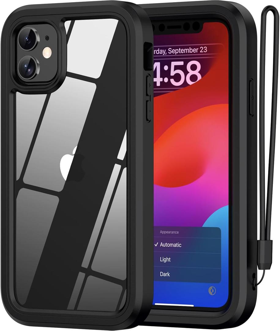 ANB for iPhone 11 Case,Hard PC+Soft Silicone 3in1 Heavy Duty Military Grade Shock Resistant Case for iPhone 11 6.1 Inch Support Wireless Charging. (Black)