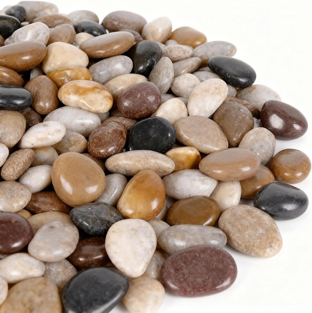 Onlyfire Natural Pebbles Decorative Natural Stones Mixed Aquarium Gravel River Rocks for Landscaping, Vase Filler, Fish Tank, 1.5"-2",15LB
