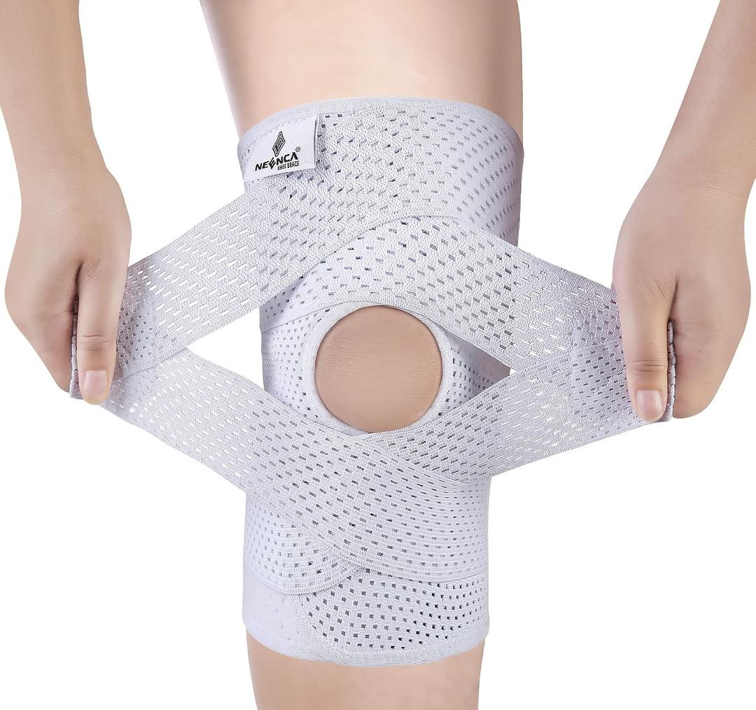 NEENCA Knee Brace for Knee Pain, Compression Knee Support with Air Mesh Fabric, Adjustable Knee Wrap with Side Stabilizers, Ultra-Soft Bandage for Elderly, Meniscus Tear, ACL, Arthritis Relief,Walk XX-Large