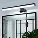 15.4" Plug in Bathroom Light Fixtures Matte Black Vanity Lights,7W LED Picture Light 3 Installation Methods 6700K White-Light Vanity Light Bar Wall Sconce for Bedroom/Living Room/Kitchen