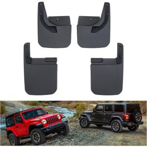 Kiwi Master Mud Flaps for 2018-2026 Jeep Wrangler JL (Not Fits Willys/Rubicon/4xe), OEM Replacement # 82215333 82215332AB, Heavy Duty Mud Guards, Front & Rear Splash Guards, 4 Pcs Set