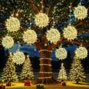 Outdoor Christmas Balls Lights Tree Lights Waterproof, 4 Pack 11.81" LED Hanging Globe Sphere Lights with 8 Lighting Modes Memory Timer Plug for Party Wedding Xmas Porch Patio Garden Yard Decorations