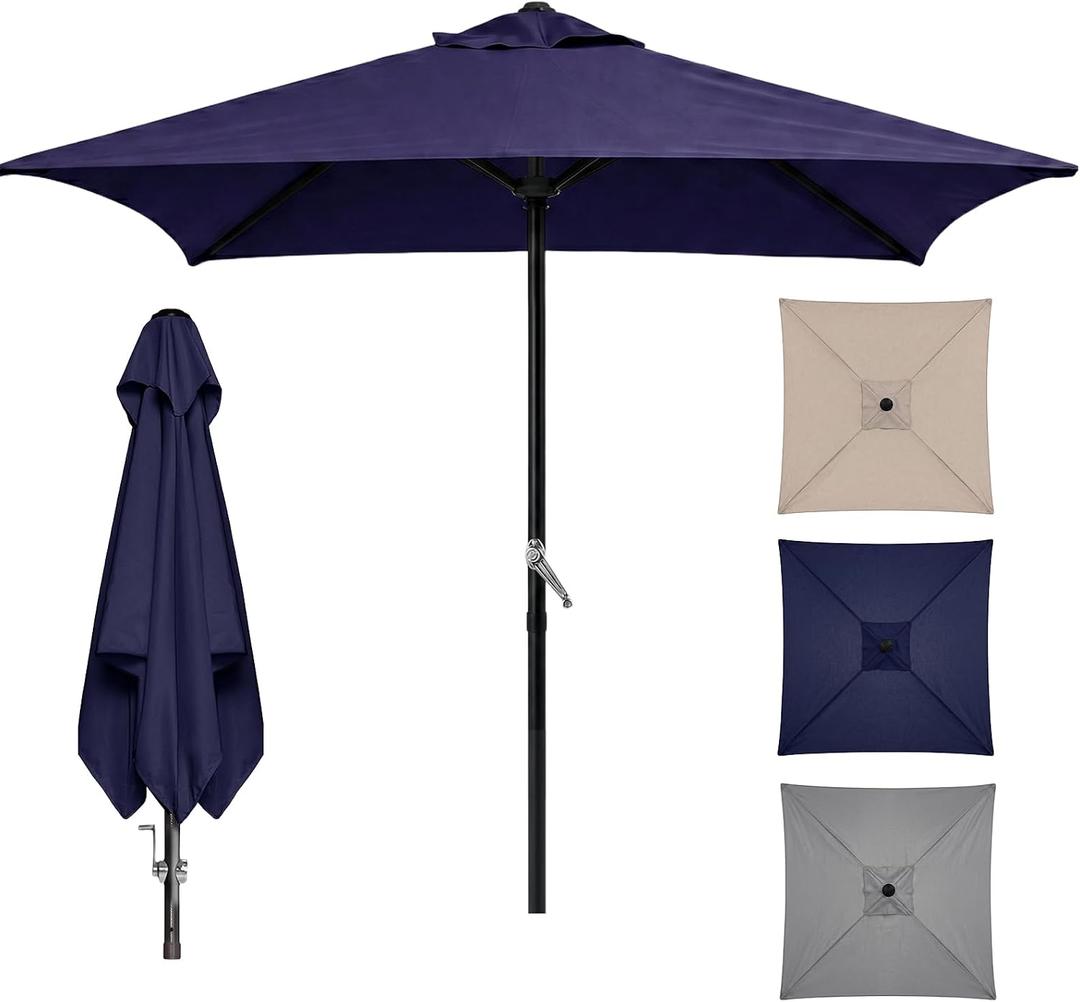 TOPSAIL 4.9ft Mini Square Patio Umbrella, Fade Resistant Outdoor Table Umbrella with Crank Lift, UV 50+ Waterproof, Small Umbrella for Deck, Balcony, Garden, Backyard & Market (Navy)
