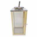 Wooden Candle Lantern, Large, Brown 7x7x13inch