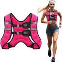 Weighted Vest, 6lb/8lb/10lb/12lb/16lb/20lb/25lb/30lb Weight Vest for Men Women, Body Weight Vests Adjustable with Reflective Stripe for Strength Training, Running, Workout, Jogging, Walking (Pink)