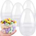 12 Inch/ 10 Inch/ 8 Inch Giant Clear Easter Eggs Fillable 4/5/ 6/7 Pcs Jumbo Plastic Easter Eggs Large Easter Eggs Empty for Egg Hunt Supplies Easter (4 Pcs - Clear (10 Inch))