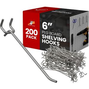 200 Pack PEG Board Pegboard Shelving Hooks 6" Length Wholesale Lot