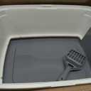 Amazon Basics Large Cat Litter Box with High Sides, Open Top for Easy Access, Includes Scoop with Storage, 19" x 15" x 11.75", Grey/Beige