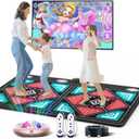 Dance Mat for Kids and Adults, Anti-Slip Wireless Electronic Dance Pad for TV, Wrinkle-Free, Soft & Cozy Playmat for Exercise & Games, Smart Camera & 2 Controllers, Gift ideaClassic Snowflake (Christmas Colors)