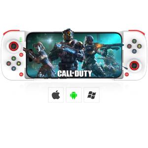 Megadream Mobile Game Controller Gamepad for iPhone iOS Android PC: Works with iPhone 16/15/14/13/12/11, iPad, Samsung Galaxy, TCL, Tablet, Call of Duty, Asphalt 8/9 - Directly Play (White)