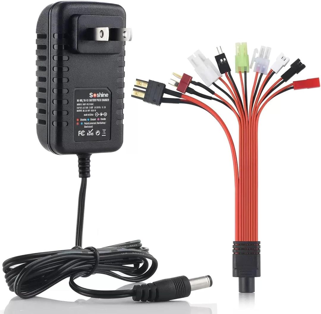 RC Battery Charger for T-raxxas Smart NiMH/NiCd Battery Charger for 4.8V 7.2V 8.4V 9.6V Battery Compatible 2.4V-12V NiMH/NiCD Pack