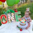 The Very Hungry Caterpillar ONE Sign- First Birthday Decorations For Boy Girl,Gold Glitter Apple Party Decor, 3D Standing Letters,Caterpillar Highchair Banner Photo Backdrop,Fruit 1st Year Baby Shower