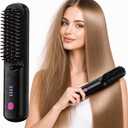 2026 Upgraded Cordless Hair Straightener Brush, 80 Million Anti-Frizz Negative Ions, 4 Temp Settings,Portable Hair Straightener,Perfect for Travel, Home, Quick On-the-Go Styling