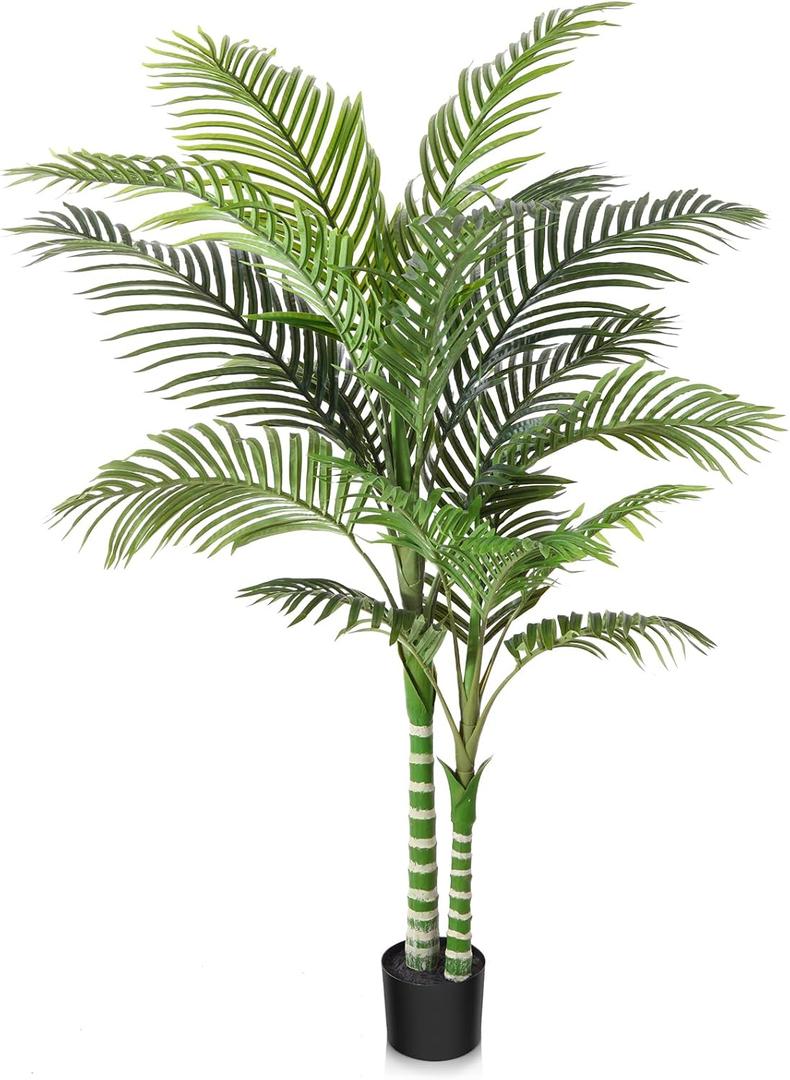 Artificial Golden Cane Palm Tree,5FT Tall Fake Plant Faux Palm Plants for Indoor,Artificial Plants for Office Home Living Room Patio Decor