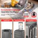 ISLAND ELEPHANT Expandable 20Inch Carry On Luggage Airline Approved - Top Opening Hardside Travel Suitcase Unbreakable -with Cup Holder,USB Charge,Side Pothook, 360°Spinner Wheels, TSA Lock-Grey