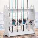 Fishing Rod Rack for Garage & Dock, 3 Tier Detachable Design Fishing Pole Holder for 24 Rods, Waterproof Outdoor Marlin Rod Storage Organizer for Garage, Tackle Shop & Boathouse, Gifts for Fishermen