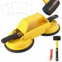 Floor Gap Fixer Tool Heavy Duty 45Striking Surface Floor Gap Repair Tool Made of Iron & Enhanced Suction Cup with Slot Cutter, Hammer and 5pcs Sticky Pads for Fixer Laminate/Vinyl Flooring Tools (Yellow)