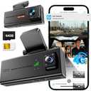 Dash Cam, Veralyxa 4G LTE Car Dash Camera Front and Cabin with SIM Card, 64GB SD Card, Remote Live-View & Event Video Alarts, 170° View, 24/7 Parking Mode, Radar Motion Detection, 2-Way Talk